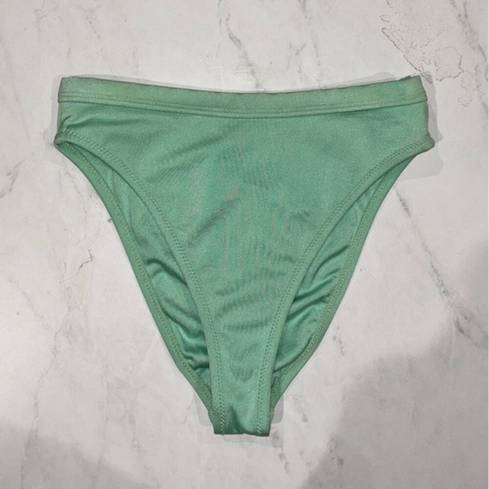 Dippin Daisys High Waist Cheeky Bikini Bottom High Cut Green Size Small NEW NWOT
